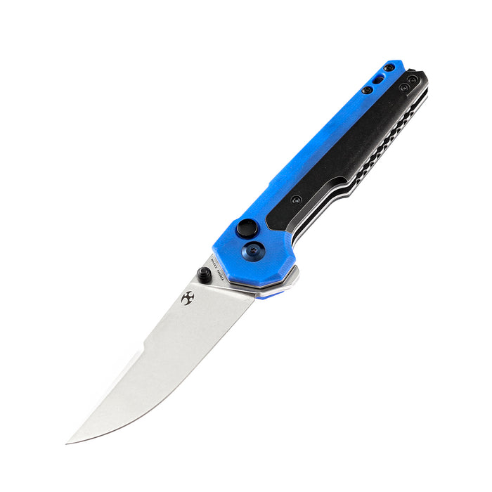 KANSEPT EDC Tac Button Lock Knife Blue G10 + Titanium Handle (3.1''CPM-S35VN Blade)Mikkel Willumsen Design-K2009A6