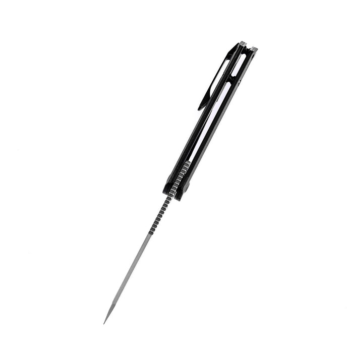 KANSEPT Prickle Flipper Knife Stainless Steel + Carbon Fiber Handle (3.53"Damascus Blade)Max Tkachuk Design-K1012D1