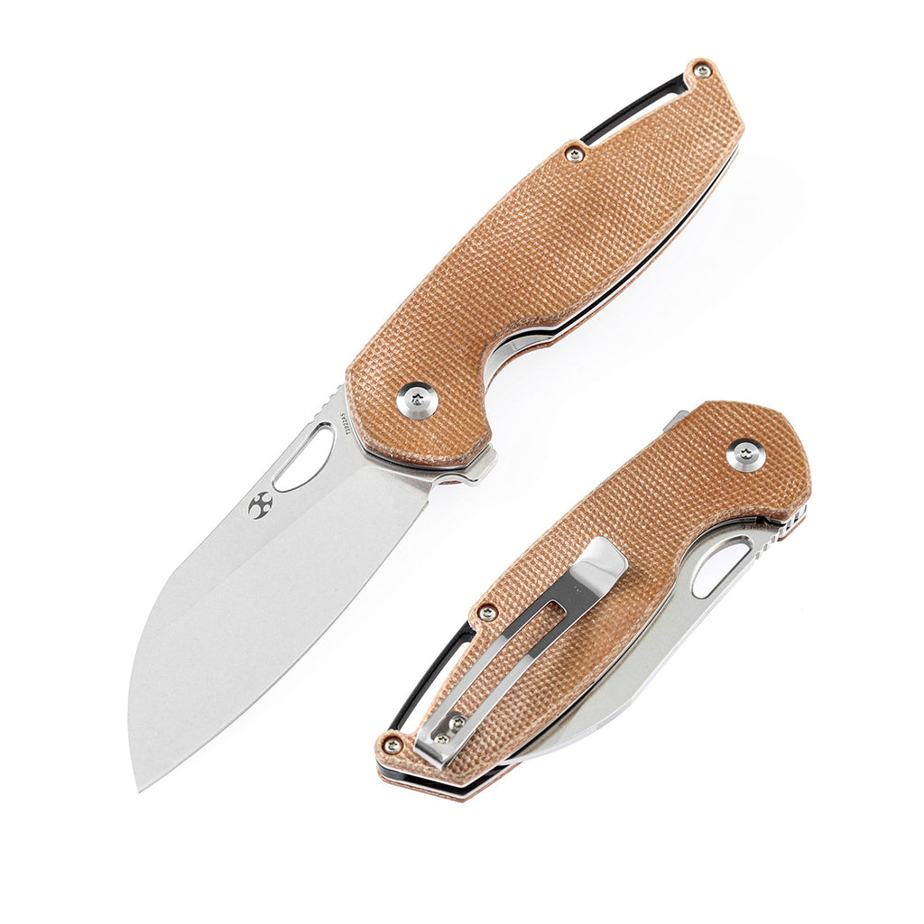 KANSEPT Model 6 Flipper/Thumb Hole Knife Brown Micarta Handle (3.1 