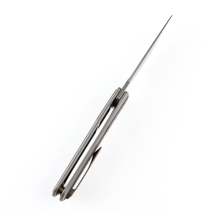 KANSEPT Kratos Flipper Knife Titanium + Copper Carbon Fiber Inlay Handle (3.79"CPM-S35VN Blade)Ostap Hel Design-K1024A7
