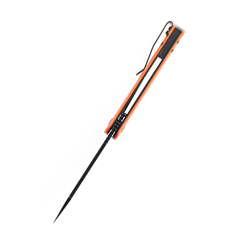 KANSEPT Bulldozer Front Flipper Orange G10 Handle(3.56" Black TiCn Coated D2 Blade) with Kim Ning Design-T1028A7