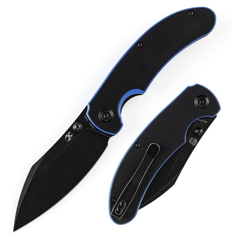 KANSEPT Nesstreet Thumb Stub Knife Black & Blue G10 Handle (3.58''154CM Blade) Karambit Maker-T1039A4