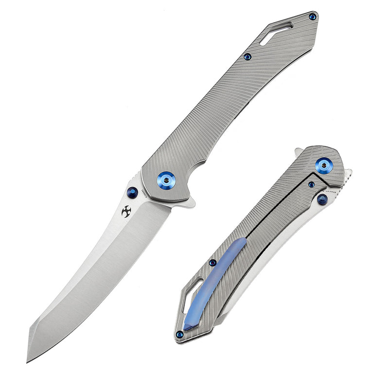 KANSEPT Colibri Tech Flipper/Thumb Hole Knife Plain Titanium Handle (4.34'' CPM-S35VN Blade) Kmaxrom Design -K1060A1
