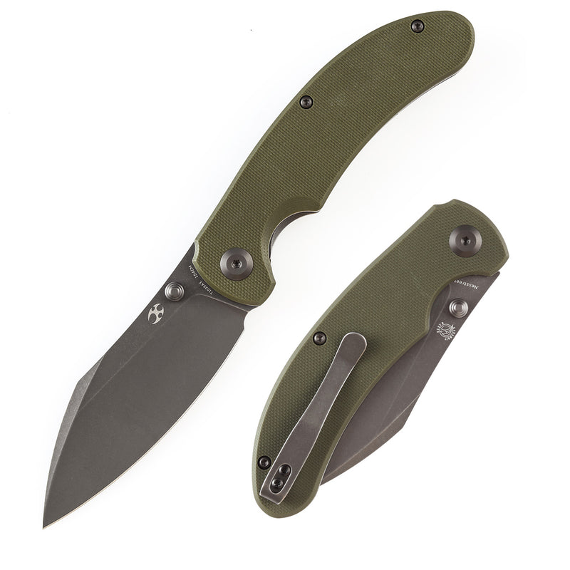 KANSEPT Nesstreet Thumb Stub Knife Olive Green G10 Handle (3.58''154CM Blade) Karambit Maker-T1039A3