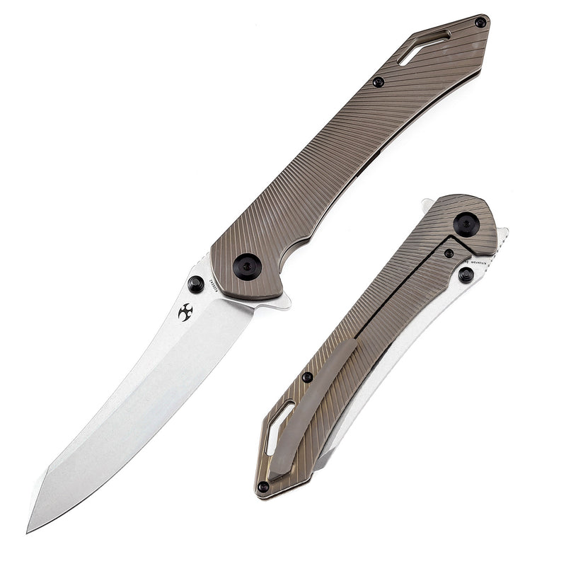 KANSEPT Colibri Tech Flipper/Thumb Hole Knife  Bronze  Anodized Titanium Handle (4.34'' CPM-S35VN Blade) Kmaxrom Design -K1060A2