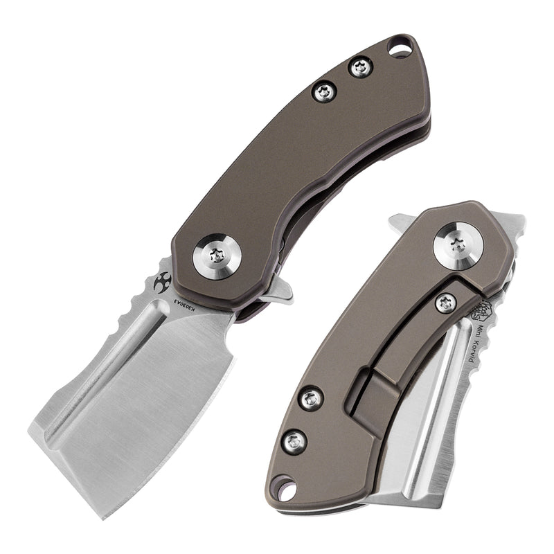 KANSEPT Mini Korvid Flipper knife Bronze Titanium Handle (3.14‘’ CPM-S35VN Blade ) Koch Tools Design-K3030A3
