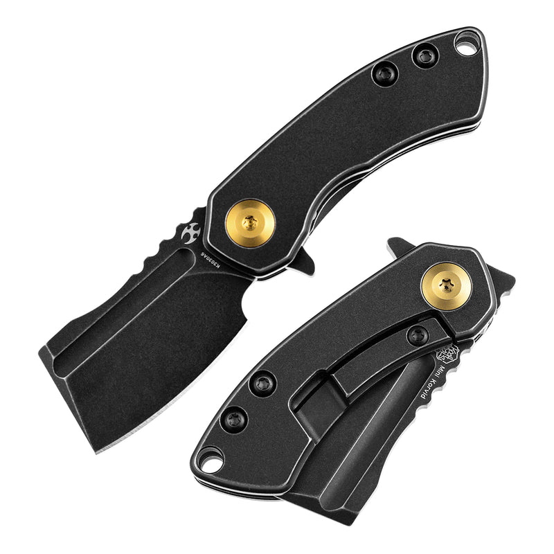KANSEPT Mini Korvid Flipper Knife Black Anodized Titanium Handle (1.45‘’ CPM-S35VN Blade ) Koch Tools Design-K3030A6