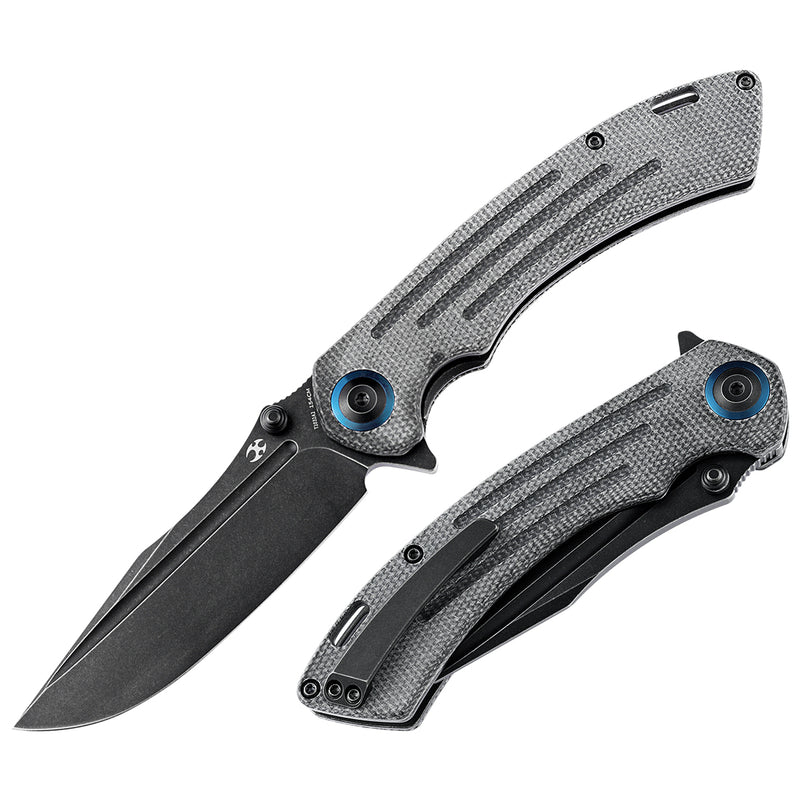 KANSEPT Pretatout T1032A2 Black TiCn Coated 154CM Blade Black Micarta Handle with Kmaxrom Design