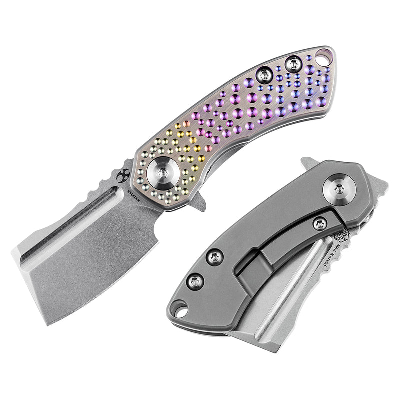 KANSEPT Mini Korvid Flipper knife Gradient Titanium Handle With Dimples (1.45‘’ CPM-S35VN Blade ) Koch Tools Design-K3030A5
