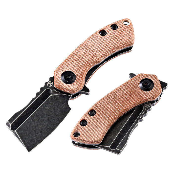 KANSEPT Mini Korvid  Flipper Knife Brown Micarta Handle (1.45'' 154CM Blade) Koch Tools Dsign-T3030A5