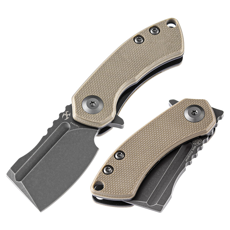 KANSEPT Mini Korvid  Flipper Knife Light Sand G10 Handle (1.45'' 154CM Blade) Koch Tools Design -T3030A2