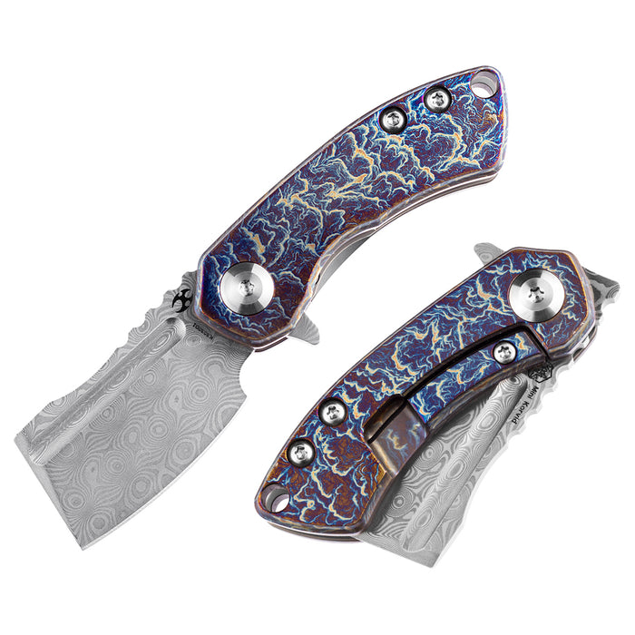 KANSEPT Mini Korvid Flipper knife Lightning Strike Anodized Titanium  Handle (1.45'‘CPM-S35VN Blade ) Koch Tools Design-K3030D1