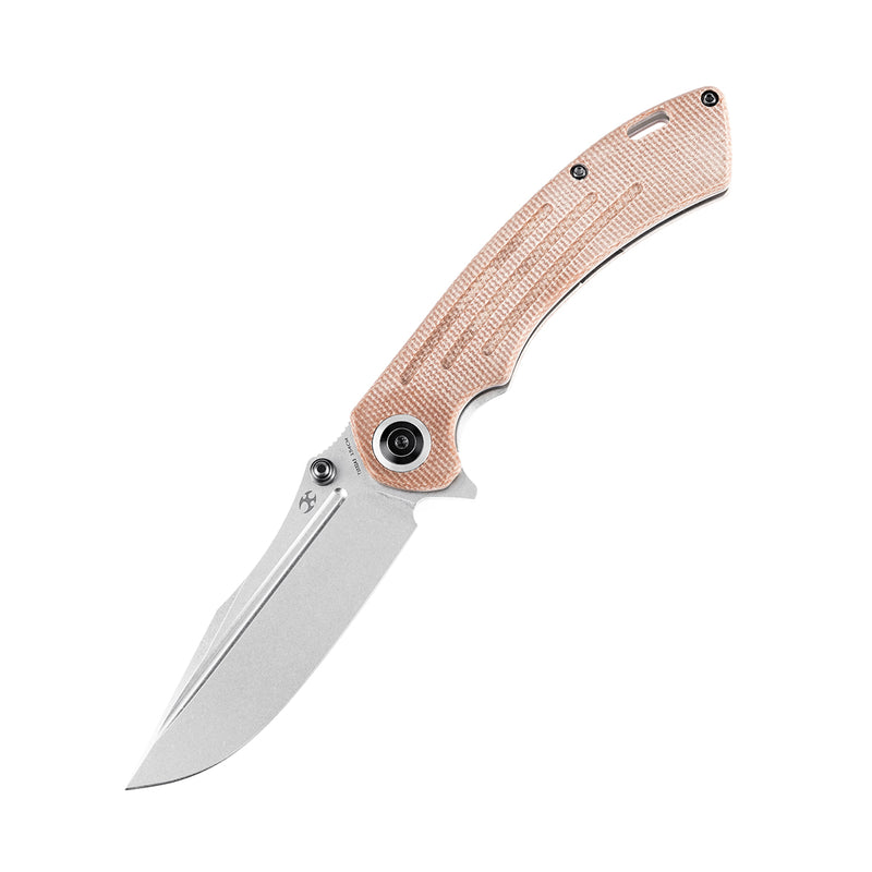 Pretatout T1032A3  Stonewashed 154CM BladeBrown Micarta Handle with Kmaxrom Design