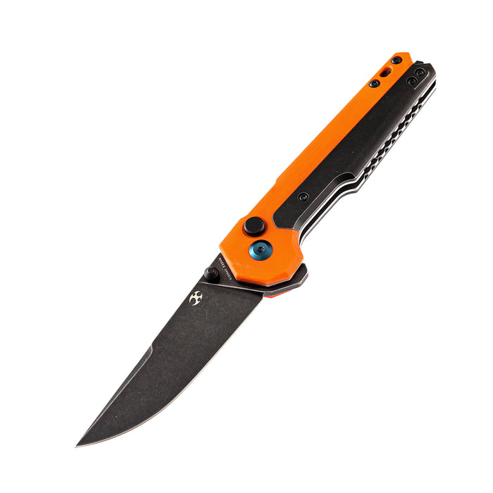 KANSEPT EDC Tac Button Lock Knife Orange G10 + Titanium Handle (3.1''CPM-S35VN Blade)Mikkel Willumsen Design-K2009A7