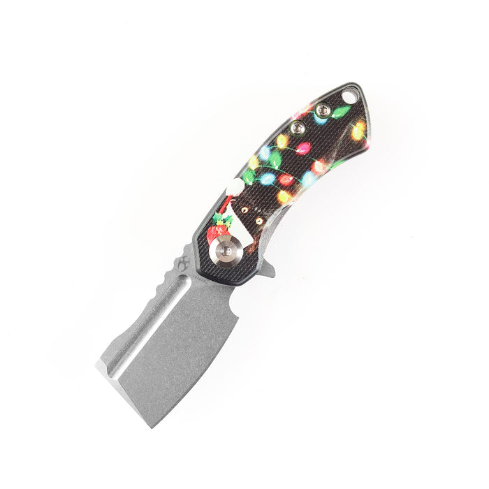 KANSEPT Mini Korvid  Flipper Knife G10 with Black Cat Print Handle (1.45'' 154CM Blade) Koch Tools Design -T3030S1