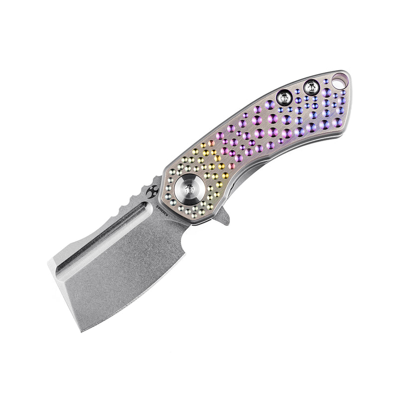 KANSEPT Mini Korvid Flipper knife Gradient Titanium Handle With Dimples (1.45‘’ CPM-S35VN Blade ) Koch Tools Design-K3030A5