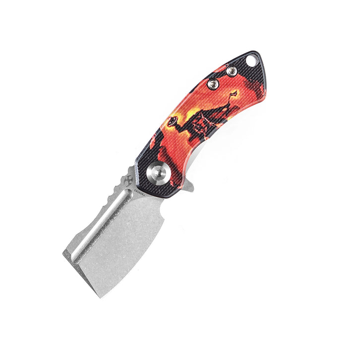 KANSEPT Mini Korvid  Flipper Knife G10 with Sleepy Hollow Print Handle (1.45'' 154CM Blade) Koch Tools Design -T3030S2