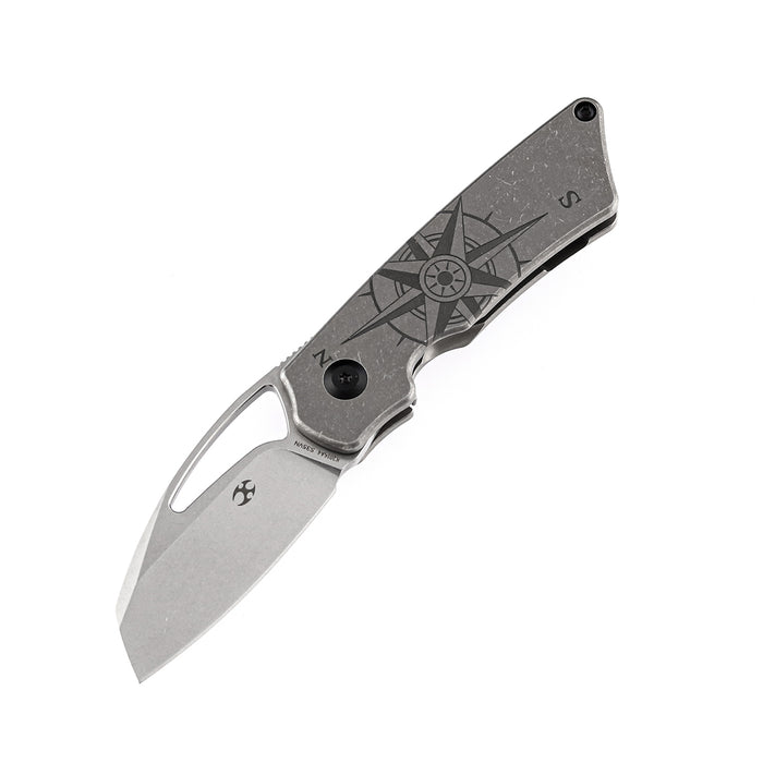 Compact folder Goblin K2016A4 CPM-S35VN Blade and Bronzed Titanium Handle with Compass Print Marshall Noble Design