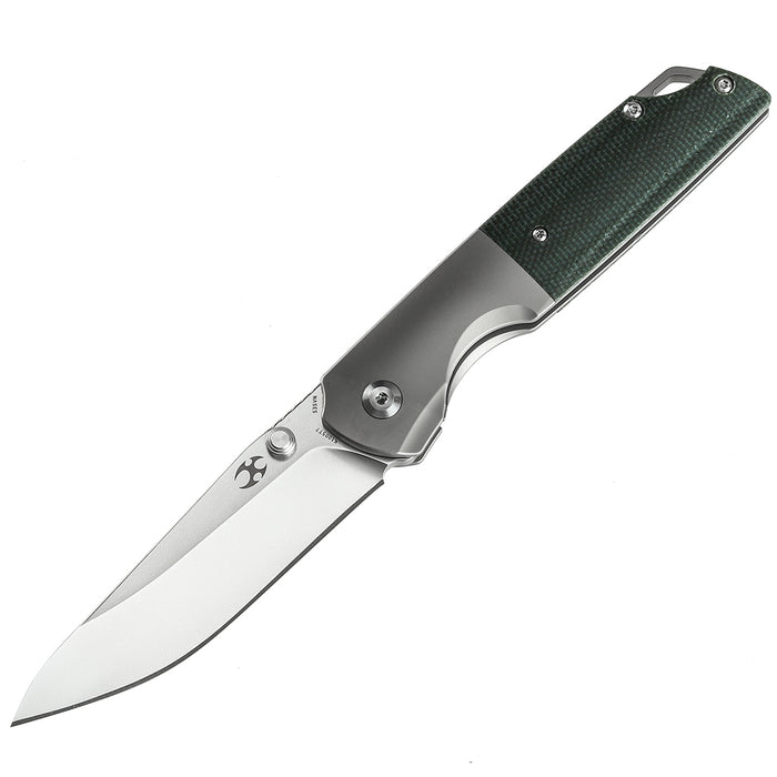KANSEPT Warrior Thumb Studs Knife Titanium+Micarta Handle (3.46''CPM-S35VN Blade)Kim Ning Design-K1005T7