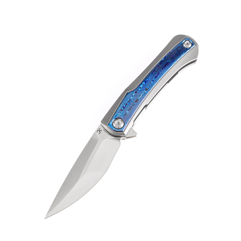 KANSEPT Kratos Flipper Knife Titanium +Timascus Handle (3.79‘'CPM-S35VN Blade)Ostap Hel Design-K1024A3