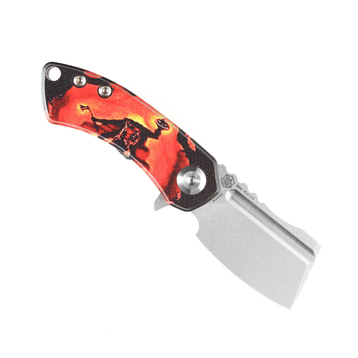 KANSEPT Mini Korvid  Flipper Knife G10 with Sleepy Hollow Print Handle (1.45'' 154CM Blade) Koch Tools Design -T3030S2