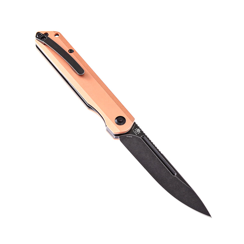 KANSEPT Prickle Flipper Knife Red Copper Handle (3.53"CPM-S35VN Blade)Max Tkachuk Design-K1012C1