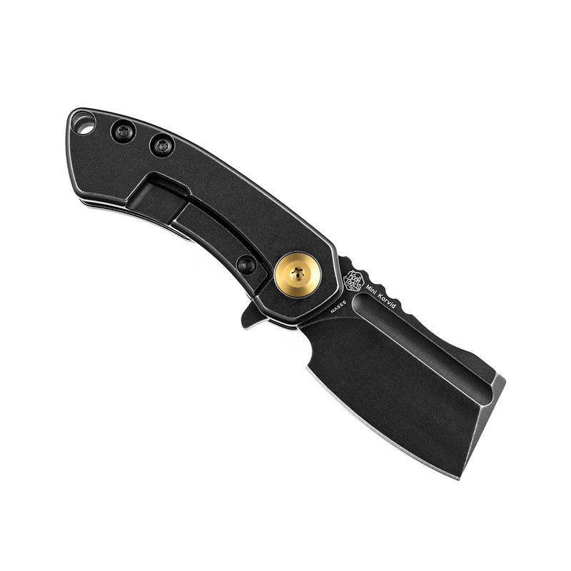 KANSEPT Mini Korvid Flipper Knife Black Anodized Titanium Handle (1.45‘’ CPM-S35VN Blade ) Koch Tools Design-K3030A6