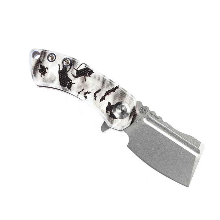 KANSEPT Mini Korvid Flipper knife G10 with Cat and Bat Print Handle (1.45‘’ 154CM Blade ) Koch Tools Design-T3030W1