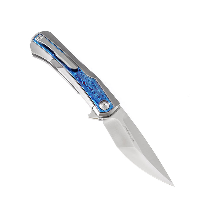 KANSEPT Kratos Flipper Knife Titanium +Timascus Handle (3.79‘'CPM-S35VN Blade)Ostap Hel Design-K1024A3