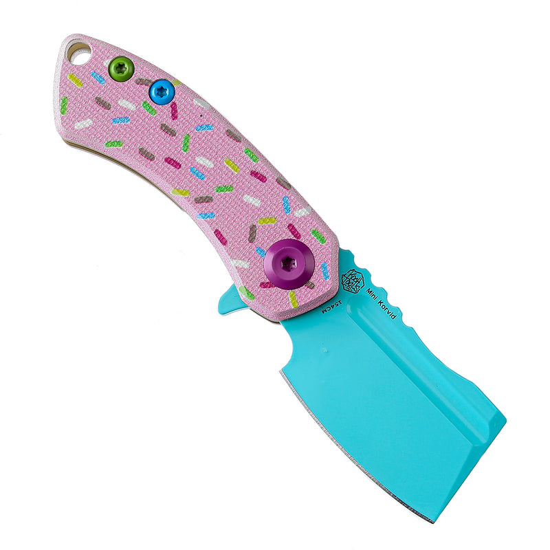 Only for Cutomers outside of US-KANSEPT Mini Korvid Flipper Knife G10 with Donut Print  Handle (1.45'' 154CM Blade) Koch Tools Dsign-T3030B1