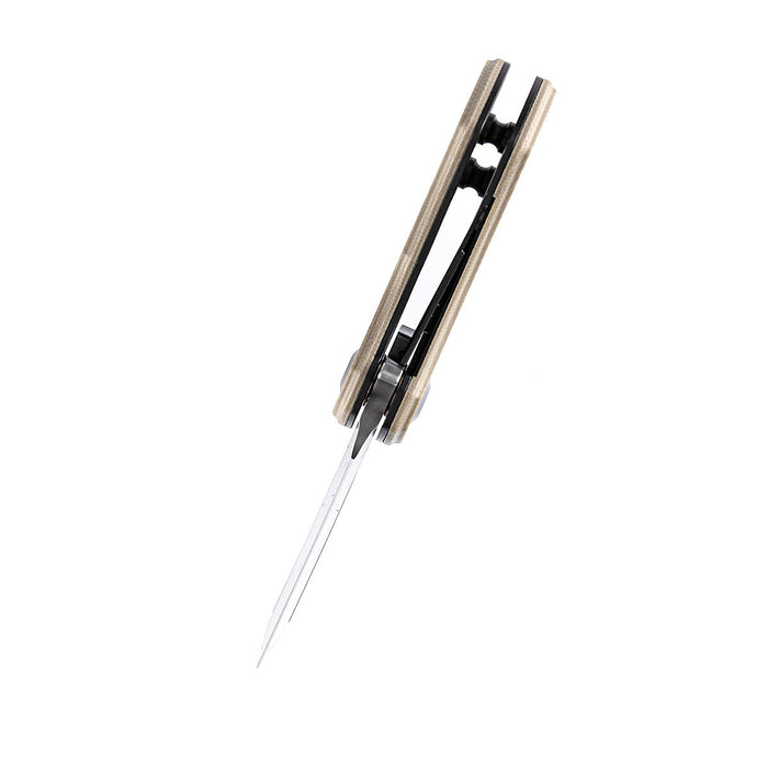 KANSEPT Mini Korvid  Flipper Knife Light Sand G10 Handle (1.45'' 154CM Blade) Koch Tools Design -T3030A2