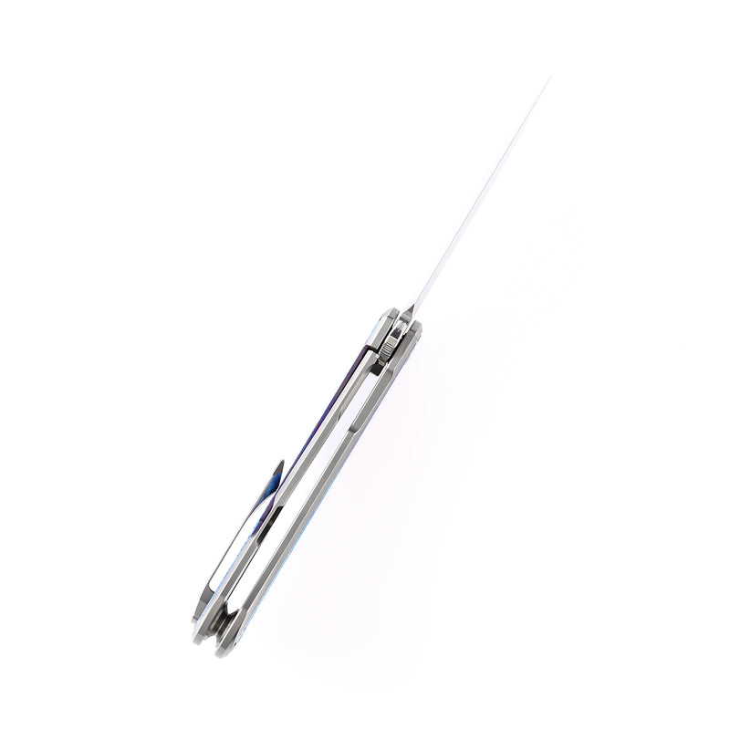 KANSEPT Kratos Flipper Knife Titanium +Timascus Handle (3.79‘'CPM-S35VN Blade)Ostap Hel Design-K1024A3