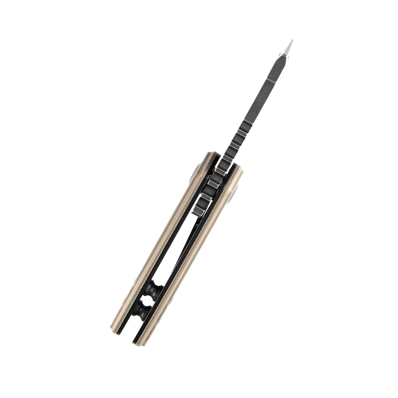 KANSEPT Mini Korvid  Flipper Knife Light Sand G10 Handle (1.45'' 154CM Blade) Koch Tools Design -T3030A2