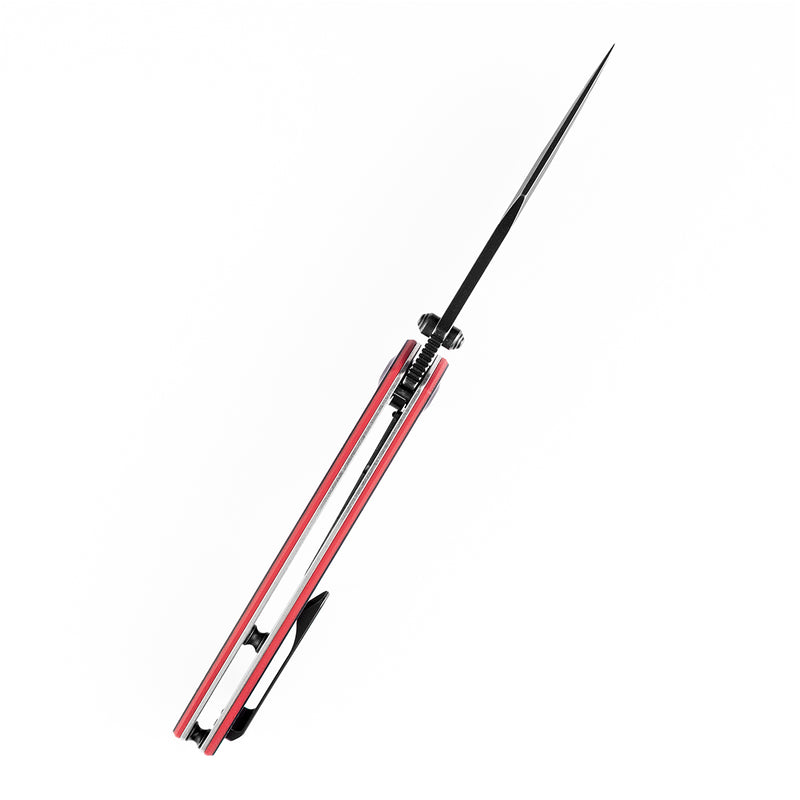 Pretatout T1032A1 Black TiCn Coated 154CM Blade Black and Red G10 Handle with Kmaxrom Design