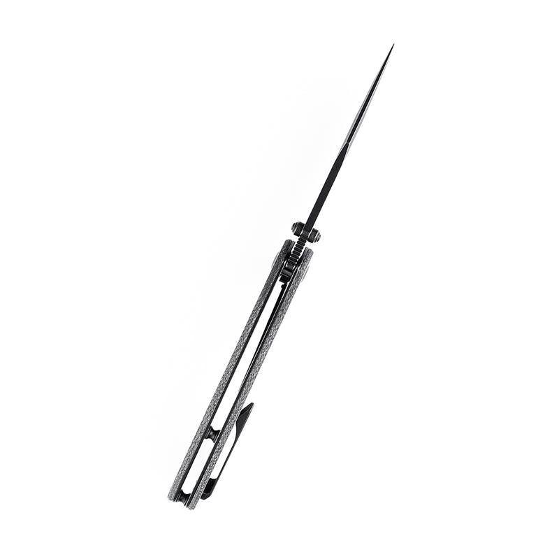 KANSEPT Pretatout T1032A2 Black TiCn Coated 154CM Blade Black Micarta Handle with Kmaxrom Design