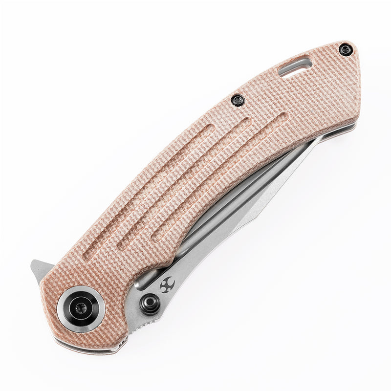 Pretatout T1032A3  Stonewashed 154CM BladeBrown Micarta Handle with Kmaxrom Design