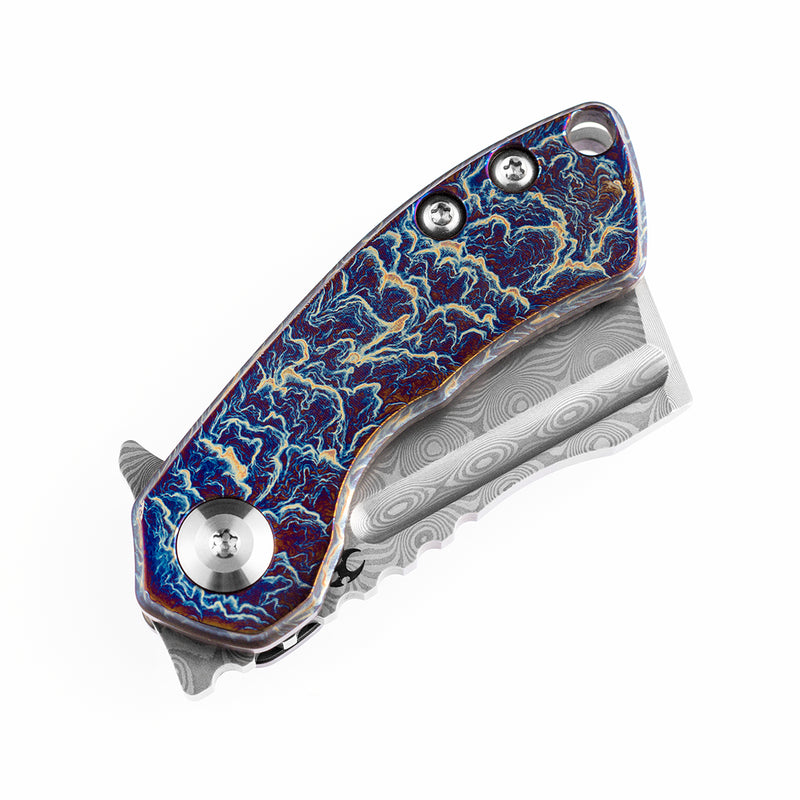 KANSEPT Mini Korvid Flipper knife Lightning Strike Anodized Titanium  Handle (1.45'‘CPM-S35VN Blade ) Koch Tools Design-K3030D1
