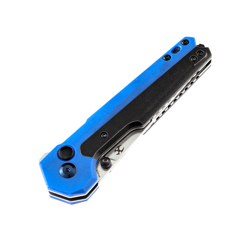 KANSEPT EDC Tac Button Lock Knife Blue G10 + Titanium Handle (3.1''CPM-S35VN Blade)Mikkel Willumsen Design-K2009A6