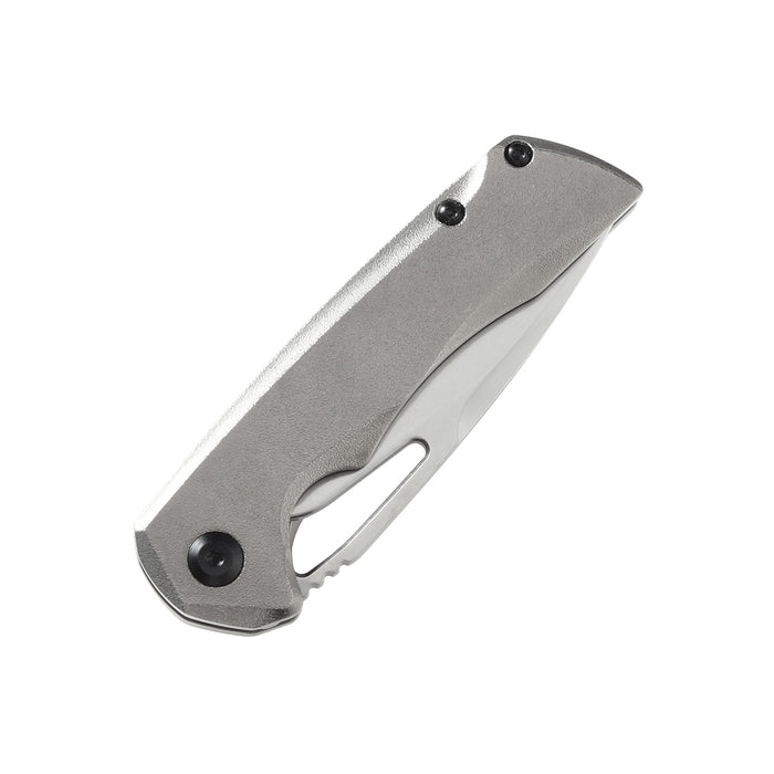 KANSEPT Mini Kryo Flipper/Thumb Hole Knife Light GreyTitanium Handle (2.90" CPM-S35VN Blade)Kim Ning Design -K2001B4