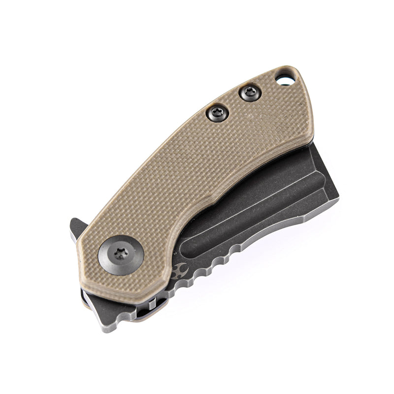 KANSEPT Mini Korvid  Flipper Knife Light Sand G10 Handle (1.45'' 154CM Blade) Koch Tools Design -T3030A2