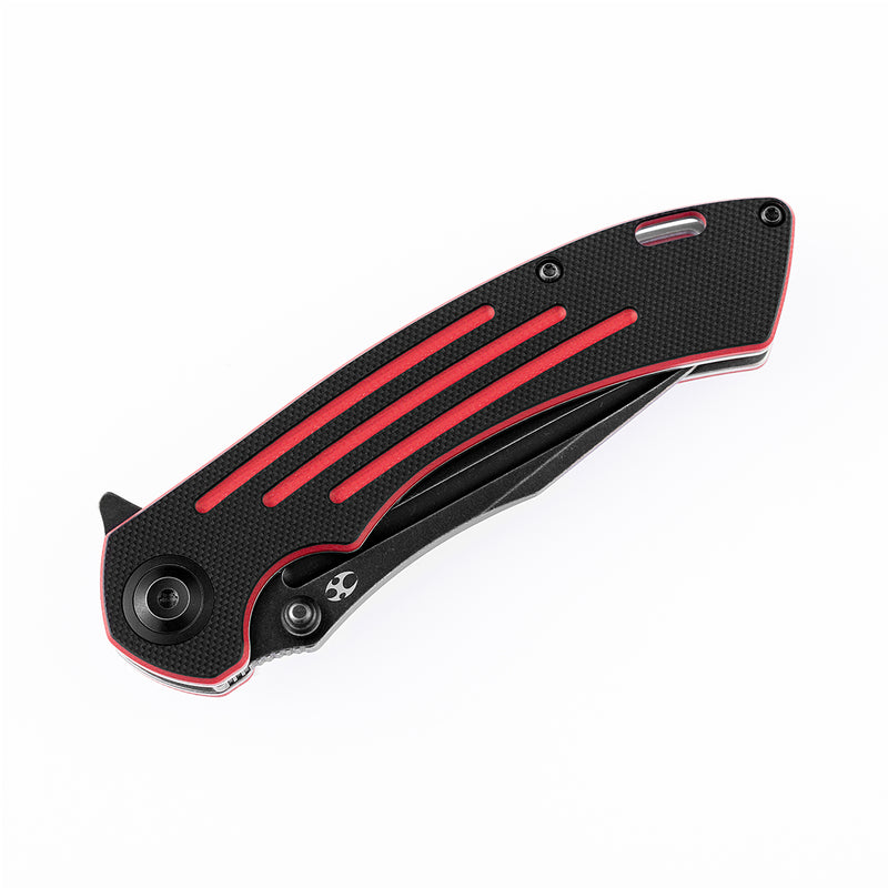 Pretatout T1032A1 Black TiCn Coated 154CM Blade Black and Red G10 Handle with Kmaxrom Design