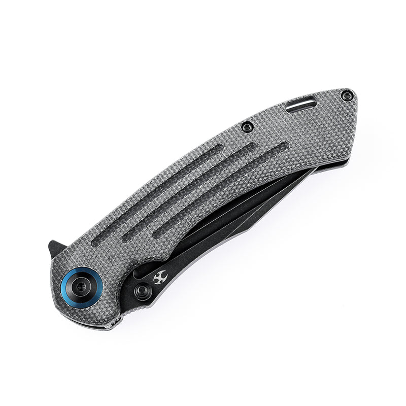 KANSEPT Pretatout T1032A2 Black TiCn Coated 154CM Blade Black Micarta Handle with Kmaxrom Design