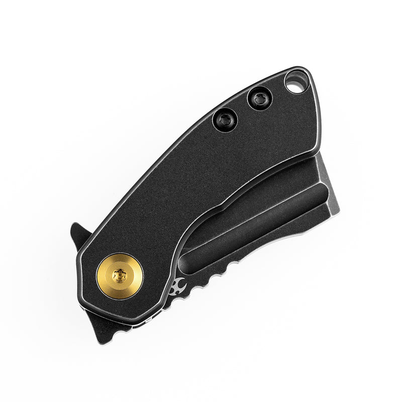 KANSEPT Mini Korvid Flipper Knife Black Anodized Titanium Handle (1.45‘’ CPM-S35VN Blade ) Koch Tools Design-K3030A6