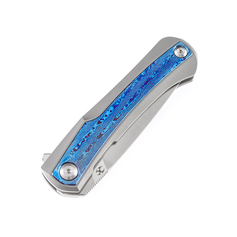 KANSEPT Kratos Flipper Knife Titanium +Timascus Handle (3.79‘'CPM-S35VN Blade)Ostap Hel Design-K1024A3