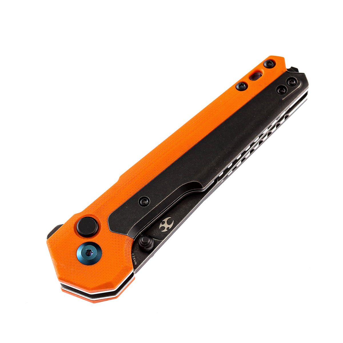 KANSEPT EDC Tac Button Lock Knife Orange G10 + Titanium Handle
