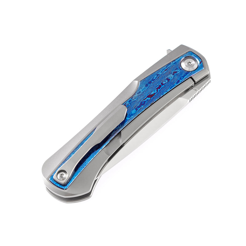 KANSEPT Kratos Flipper Knife Titanium +Timascus Handle (3.79‘'CPM-S35VN Blade)Ostap Hel Design-K1024A3
