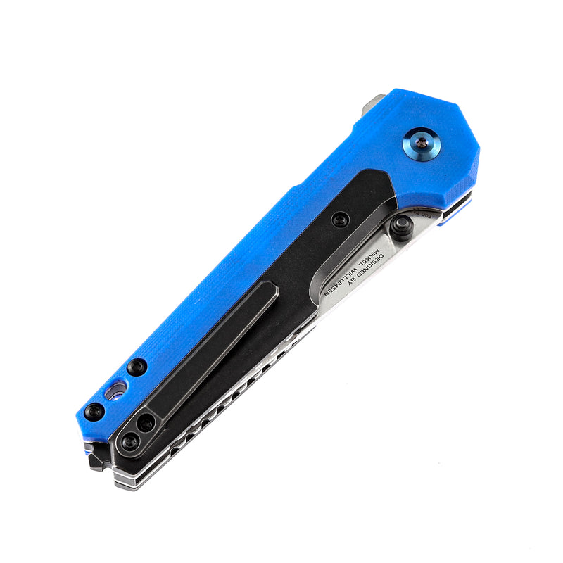 KANSEPT EDC Tac Button Lock Knife Blue G10 + Titanium Handle (3.1''CPM-S35VN Blade)Mikkel Willumsen Design-K2009A6