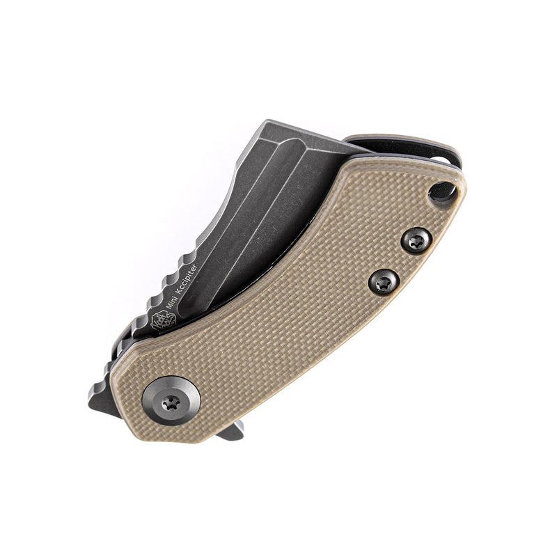 KANSEPT Mini Korvid  Flipper Knife Light Sand G10 Handle (1.45'' 154CM Blade) Koch Tools Design -T3030A2