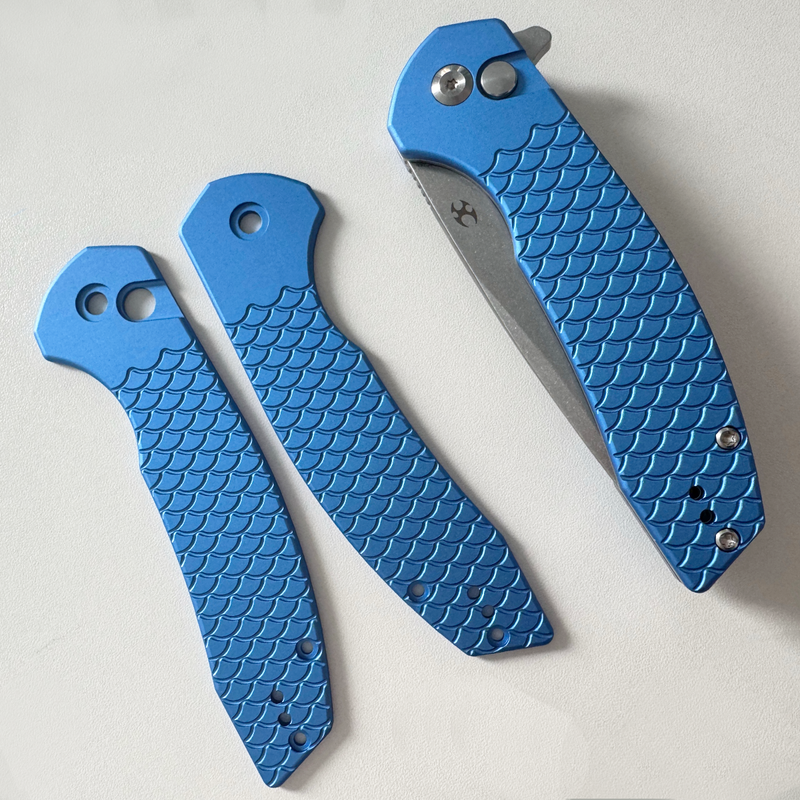 KANSEPT Accipiter | Blue Anodized Aluminum with Fishscale Texture Handle Scales Kit