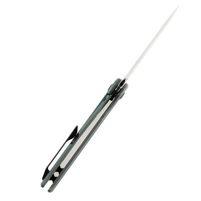 KANSEPT Anomaly Flipper Knife Green Orange Peel Finish Titanium Handle (3.14''CPM-S35VN Blade) Dirk Pinkerton-K2038A4